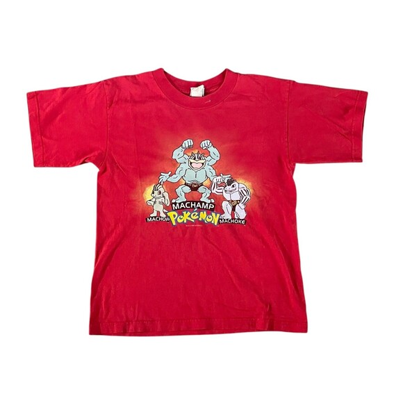 Pokemon Fighting Youth Sz L T Shirt Red Machamp Machop Machoke VTG - Picture 1 of 9
